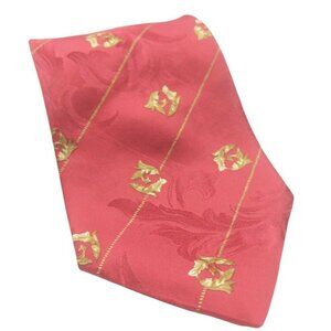 AKM Red Gold Floral Diagonal Novelty Silk Necktie